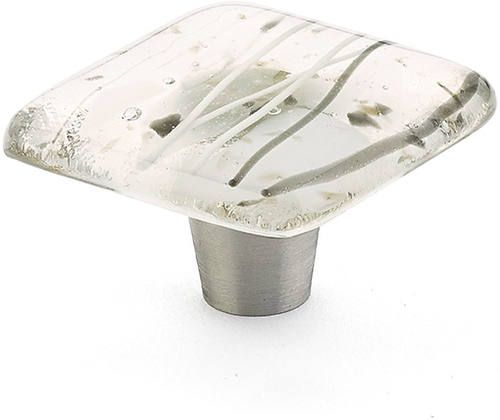 Ice Knob, Square, White/Grey Confetti, 1-1/2'' 34-CWG