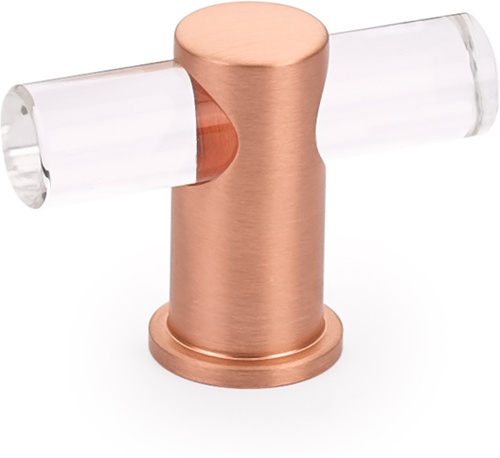 Lumiere T-Knob, Adjustable Clear Acrylic, Brushed Rose Gold, 2'' 401-BRG