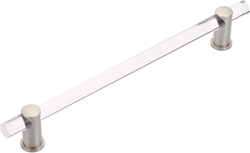 Lumiere Appliance Pull, NON-Adjustable Clear Acrylic, Satin Nickel, 12'' cc 402-15
