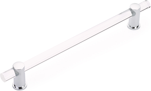 Lumiere Appliance Pull, NON-Adjustable Clear Acrylic, Polished Chrome, 12'' cc 402-26