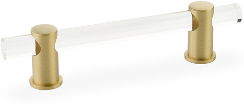 Lumiere Pull, Adjustable Clear Acrylic, Satin Brass, 4'' cc 404-SB