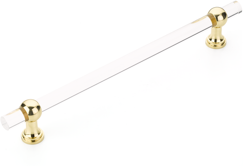 Lumiere Transitional Appliance Pull, NON-Adjustable Clear Acrylic, Polished Brass, 12'' cc 412-03