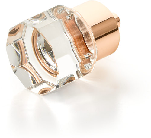 City Lights Round Multi-Sided Glass Knob, Polished Rose Gold, 1-1/8'' dia 55-PRG