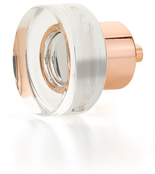 City Lights Round Disc Glass Knob, Polished Rose Gold, 1-3/8'' dia 56-PRG