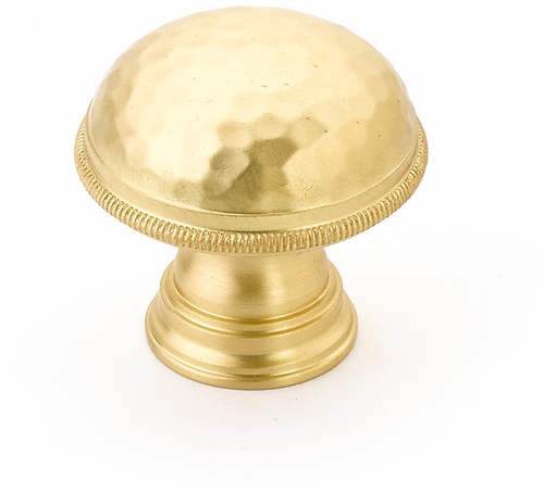 Atherton Hammered Knob, Knurled Edge, Satin Brass, 1-1/4'' dia 571-SB