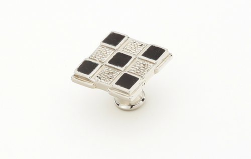 Avalon Bay Square Knob, Black Mother of Pearl, Polished Nickel, 1-1/4'' 671-B/PN