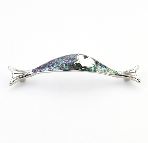 Imperial Shell Pull, Fish, Polished Nickel, 4-1/2'' cc 850-IM/PN