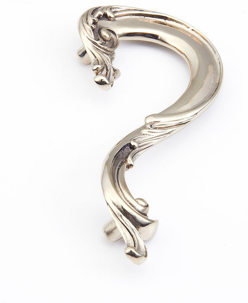 French Court Pull, Right Hand, White Brass, 3-1/2'' cc 935R-WB