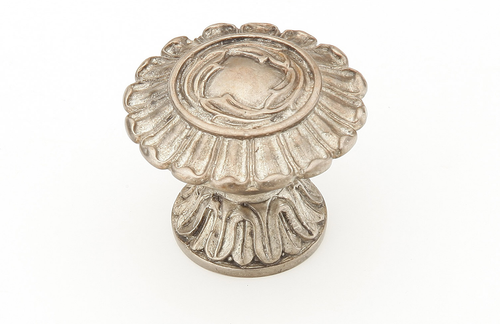 French Court Knob, Round, Monticello Silver, 1-1/2'' dia 937-MSL