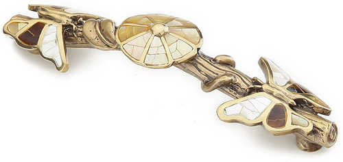 Heirloom Treasures Pull, Penshell/Mother of Pearl, Antique Brass, 5'' cc 954P-AB