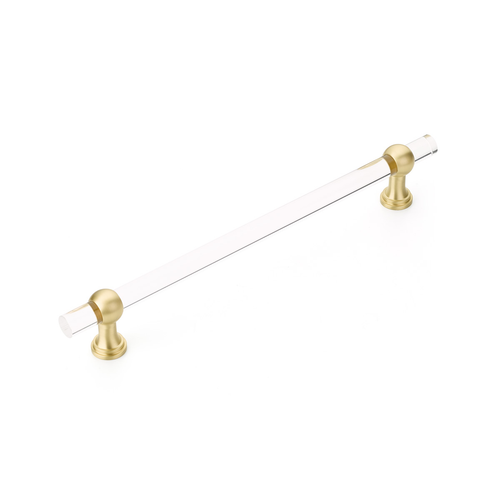 Lumiere Transitional Concealed Surface, Appliance Pull, NON-Adjustable Clear Acrylic, Satin Brass, 12'' cc CS412-SB