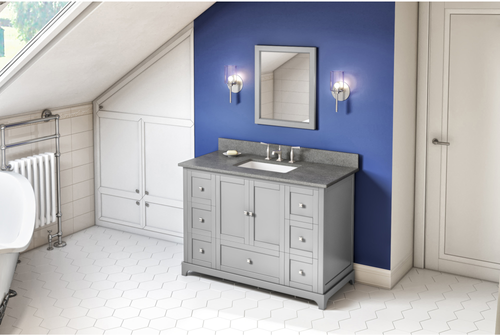 Addington 48'' Grey Vanity, Steel Grey Cultured Marble Vanity Top, undermount rectangle bowl VKITADD48GRSGR