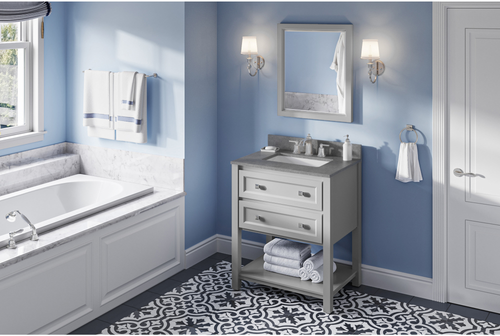 Adler 30'' Grey Vanity, Steel Grey Cultured Marble Vanity Top, undermount rectangle bowl VKITADL30GRSGR