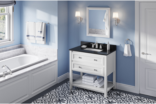 Adler 36'' White Vanity, Black Granite Vanity Top, undermount rectangle bowl VKITADL36WHBGR