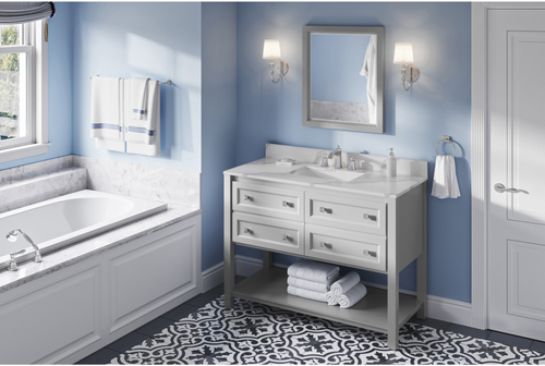 Adler 48'' Grey Vanity, Calacatta Vienna Quartz Vanity Top, undermount rectangle bowl VKITADL48GRCQR