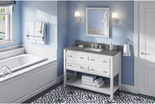 Adler 48'' White Vanity, Steel Grey Cultured Marble Vanity Top, undermount rectangle bowl VKITADL48WHSGR