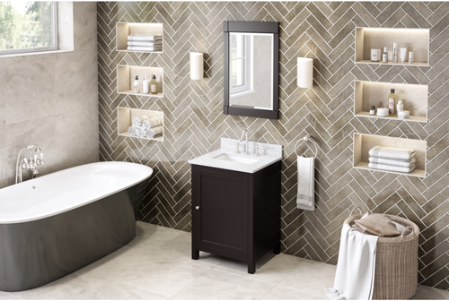 Astoria 24'' Espresso Vanity, White Carrara Marble Vanity Top, undermount rectangle bowl VKITAST24ESWCR