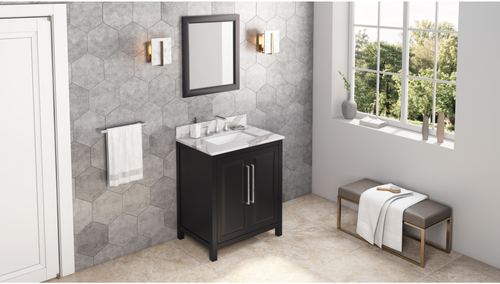 Cade 30'' Black Vanity, Calacatta Vienna Quartz Vanity Top, undermount rectangle bowl VKITCAD30BKCQR