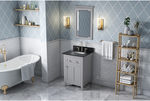 Chatham 24'' Grey Vanity, Black Granite Vanity Top, undermount rectangle bowl VKITCHA24GRBGR