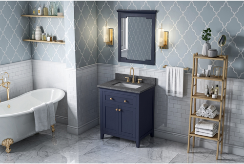 Chatham 30'' Hale Blue Vanity, Boulder Cultured Marble Vanity Top, undermount rectangle bowl VKITCHA30BLBOR