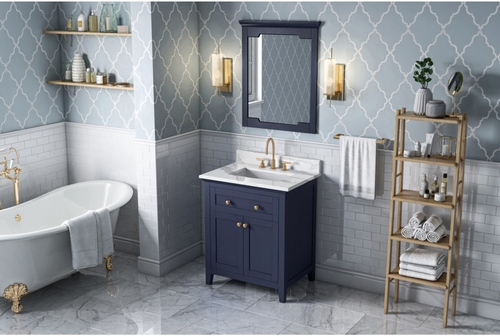 Chatham 30'' Hale Blue Vanity, Calacatta Vienna Quartz Vanity Top, undermount rectangle bowl VKITCHA30BLCQR