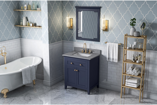 Chatham 30'' Hale Blue Vanity, Steel Grey Cultured Marble Vanity Top, undermount rectangle bowl VKITCHA30BLSGR