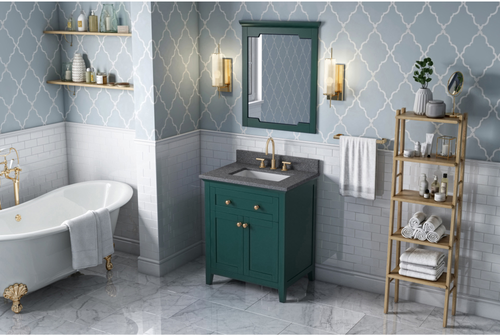 Chatham 30'' Forest Green Vanity, Boulder Cultured Marble Vanity Top, undermount rectangle bowl VKITCHA30GNBOR