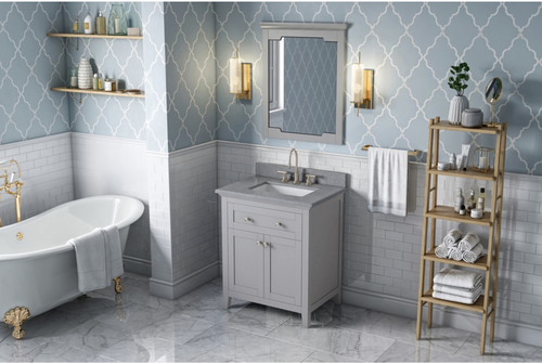 Chatham 30'' Grey Vanity, Steel Grey Cultured Marble Vanity Top, undermount rectangle bowl VKITCHA30GRSGR