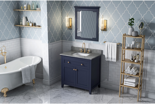 Chatham 36'' Hale Blue Vanity, Steel Grey Cultured Marble Vanity Top, undermount rectangle bowl VKITCHA36BLSGR