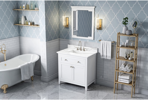 Chatham 36'' White Vanity, Calacatta Vienna Quartz Vanity Top, undermount rectangle bowl VKITCHA36WHCQR