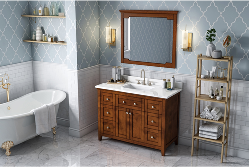 Chatham 48'' Chocolate Vanity, Calacatta Vienna Quartz Vanity Top, undermount rectangle bowl VKITCHA48CHCQR