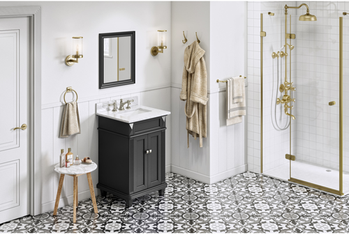 Douglas 24'' Black Vanity, White Carrara Marble Vanity Top, undermount rectangle bowl VKITDOU24BKWCR