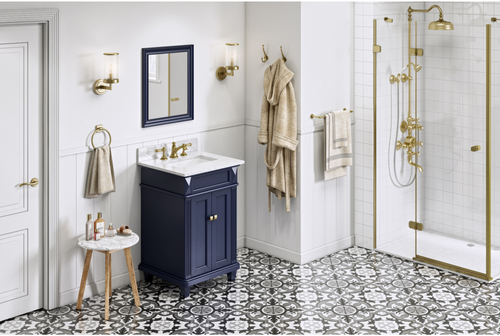 Douglas 24'' Hale Blue Vanity, White Carrara Marble Vanity Top, undermount rectangle bowl VKITDOU24BLWCR