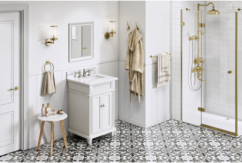 Douglas 24'' White Vanity, White Carrara Marble Vanity Top, undermount rectangle bowl VKITDOU24WHWCR