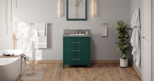 Katara 30'' Forest Green Vanity, Boulder Cultured Marble Vanity Top, undermount rectangle bowl VKITKAT30GNBOR