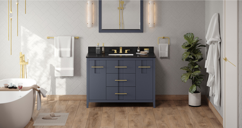 Katara 48'' Blue Steel Vanity, Black Granite Vanity Top, undermount rectangle bowl VKITKAT48BSBGR