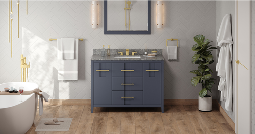Katara 48'' Blue Steel Vanity, Boulder Cultured Marble Vanity Top, undermount rectangle bowl VKITKAT48BSBOR