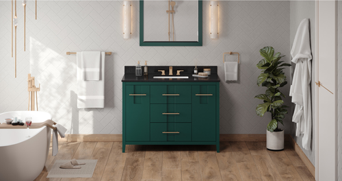 Katara 48'' Forest Green Vanity, Black Granite Vanity Top, undermount rectangle bowl VKITKAT48GNBGR