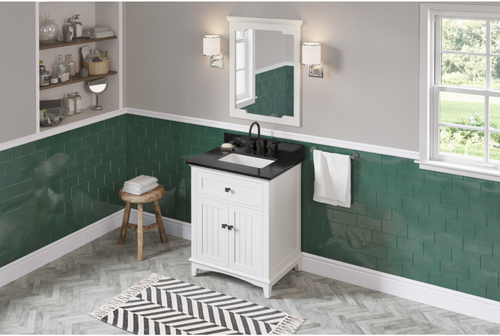 Savino 30'' White Vanity, Black Granite Vanity Top, undermount rectangle bowl VKITSAV30WHBGR