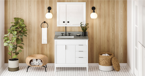 Theodora 36'' White Vanity, left offset, Steel Grey Cultured Marble Vanity Top, undermount rectangle bowl VKITTHE36WHSGR