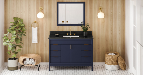 Theodora 48'' Hale Blue Vanity, Black Granite Vanity Top, undermount rectangle bowl VKITTHE48BLBGR