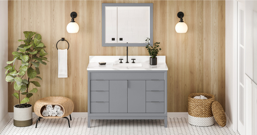 Theodora 48'' Grey Vanity, Calacatta Vienna Quartz Vanity Top, undermount rectangle bowl VKITTHE48GRCQR