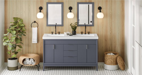 Theodora 60'' Blue Steel Vanity, double bowl, Lavante Cultured Marble Vessel Vanity Top, double integrated rectangle bowls VKITTHE60BSLAR