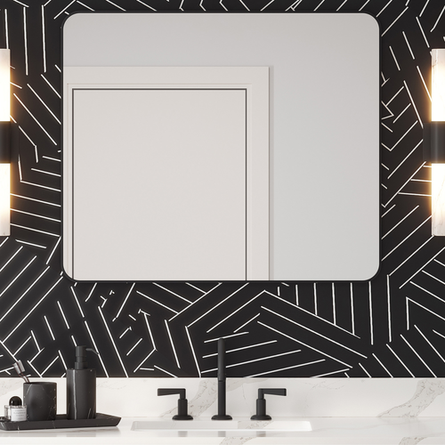 2nd Gen Metal Mirrors 24'' W x 1'' D x 30'' H Brushed Gold Rounded Rectangle Metal Frame Mirror VMIR-METR-24BG