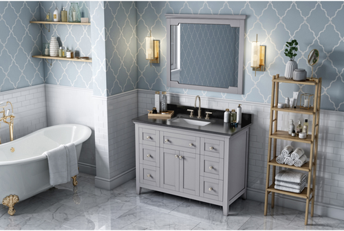 Chatham 48'' Grey Vanity, Black Granite Vanity Top, undermount rectangle bowl VKITCHA48GRBGR