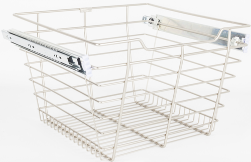 Pullout Closet Baskets Satin Nickel Closet Pullout Basket with Slides 14''D x 17''W x 11''H POB1-141711SN