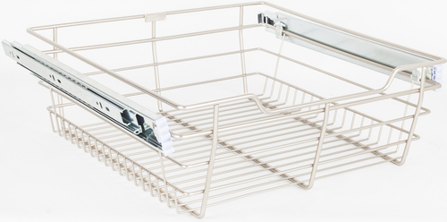 Pullout Closet Baskets Satin Nickel Closet Pullout Basket with Slides 14''D x 17''W x 6''H POB1-14176SN