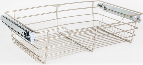 Pullout Closet Baskets Satin Nickel Closet Pullout Basket with Slides 16''D x 29''W x 6''H POB1-16296SN