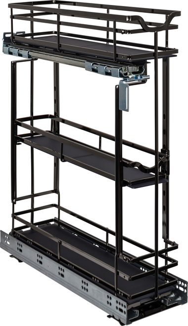 5'' Black Nickel STORAGE WITH STYLE® Metal''No Wiggle'' Soft-close Base Pullout SWS-BPO5BN