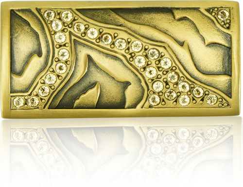 Evening Dress 3 Rectangle Knob, Lt Smoke Topaz, Museum Gold Finish 10547MG